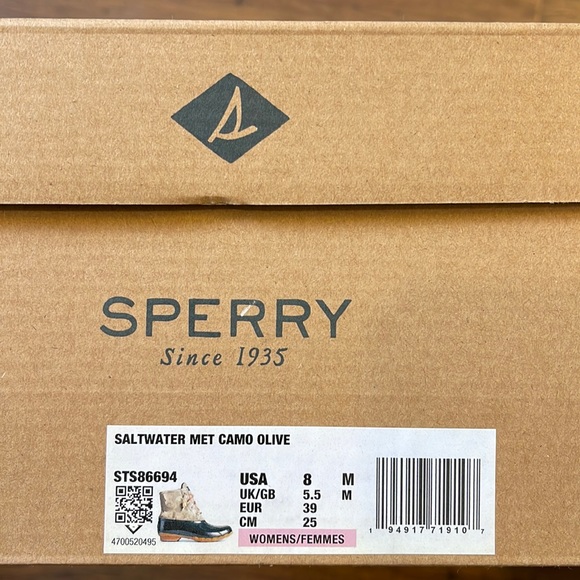 Sperry Top-Sider Saltwater Duck Boots Metallic Olive Camo Womens 8, NEW - Picture 9 of 9